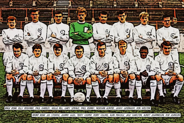 the leeds united team of 1964-65 sporting the owl badge